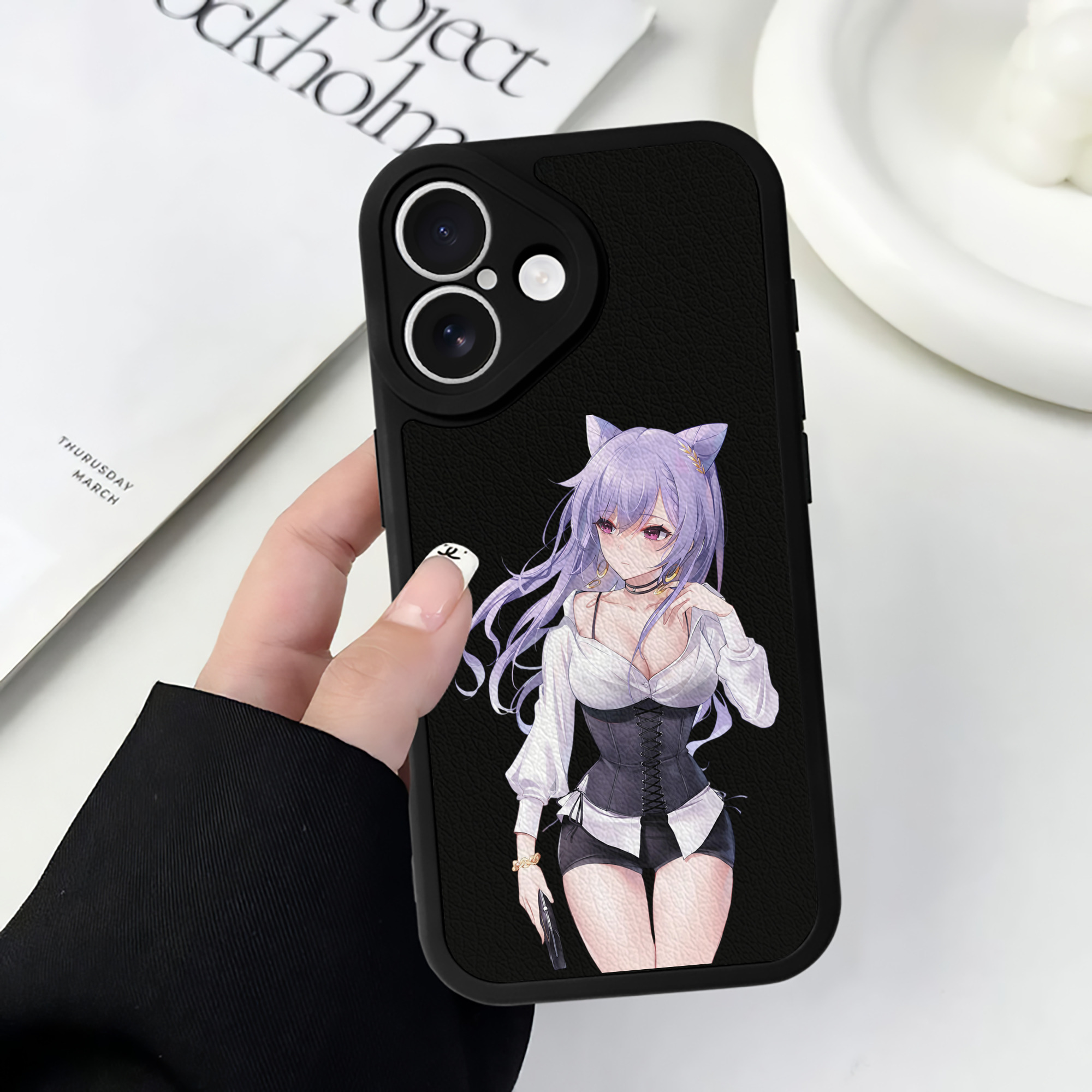 げんし神 刻晴 こくせい genshin Kokusei 【iPhone 16シリーズ対応】シリコンスマホケース（レザー調） 材質：シリコン
